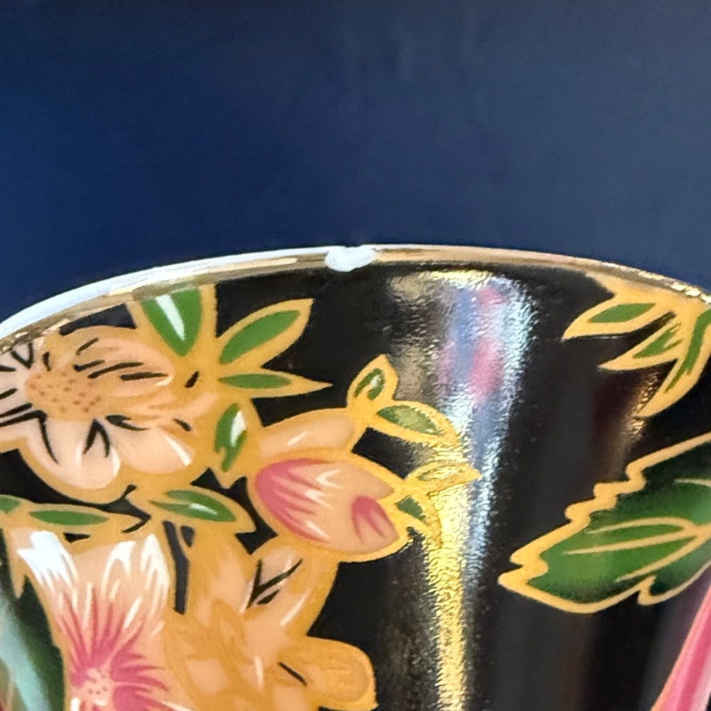 Adeline Rose Pattern Teacup Set - Red and Black - Picture 5 of 6